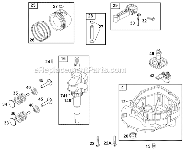 Page B Diagram and Parts List for 12C700SERIES  Briggs and Stratton Engine